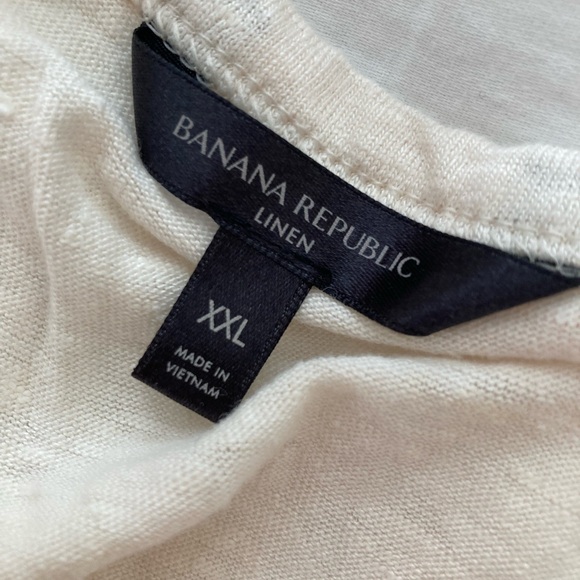 Banana Republic cream white linen cuffed muscle tank top shirt blouse XXL 2XL - Picture 8 of 9